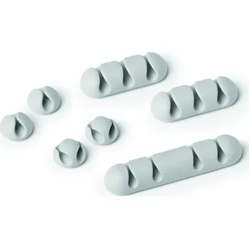 Samolepící kabelové svorky - 7 ks / šedá / mix