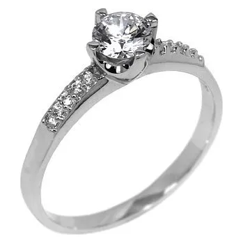 Prsten SILVEGO stříbrný zásnubní prstýnek POESIS se Swarovski® Zirconia