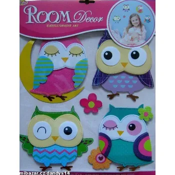 Samolepící dekorace Dekorace nalepovací 3D SOVIČKY 30, 5x30, 5cm