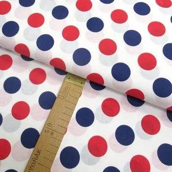 Bavlněné plátno - Puntíky modré a červené na bílé - šíře 160cm