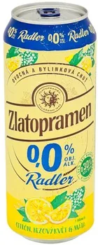 Pivo Zlatopramen Radler citrón/bezový květ/máta 500 ml plech