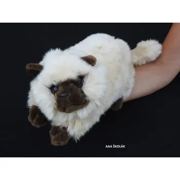 plyšák Plyšová kočka 45 cm krémová s hnědým čumáčkem