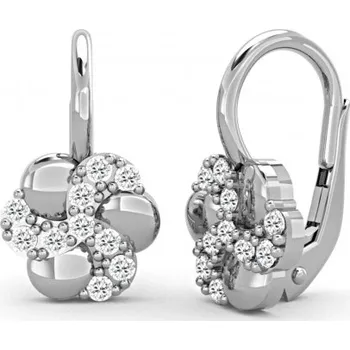 Náušnice Couple, Zajímavé dívčí náušnice Itta, bílé zlato se zirkony, 585-66-3-0280.1B00.0.00.001.07