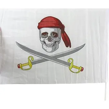 Party dekorace Godan Pirátská vlajka na tyčce 43 x 30 cm