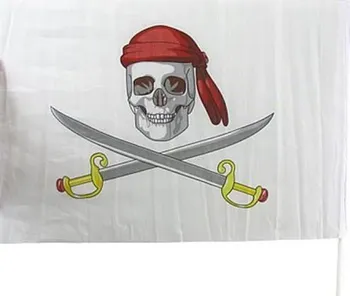 Party dekorace Godan Pirátská vlajka na tyčce 43 x 30 cm