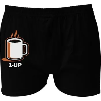 Boxerky Boxerky Kariban s potiskem Coffee UP pánské