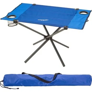 kempingový stůl Skládací kempingový stolek s textilní horní deskou, modrý, 80x50 cm