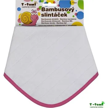 Bryndák T-tomi Bambusový slintáček Bílý s růžovým okrajem