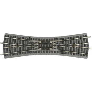 Modelová železnice PIKO 55424 H0 DKW Výhybka křížová dvojitá 239mm, R908mm/15° ruční s podložím PI55424
