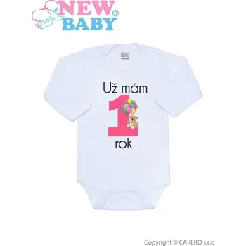 Kojenecký body NEW BABY Body s potiskem New Baby Už mám 1 rok růžové vel. 86