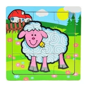 Hračka pro nejmenší Teddies Mini puzzle dřevěné 9 dílků Moje první zvířátka pro nejmenší Ovce