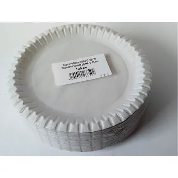 Jednorázové nádobí Talíř papírový kulatý bílý průměr 23 cm