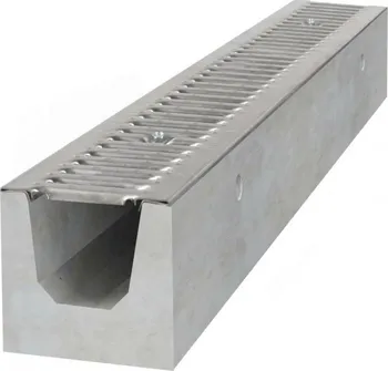 Odvodňovací žlab Gutta betonový žlab A15 s pozinkovanou mříží H160 1000 x 130 x 160 mm