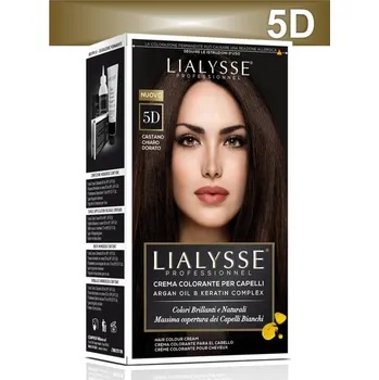 Barva na vlasy Lialysse Barva SET s arganem a keratinem 5D světlá hnědá zlatá