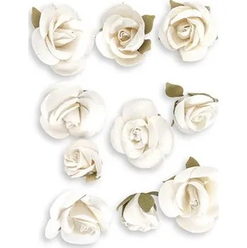 Svatební dekorace DP Craft Papírové květinky svatební MIX, 10 ks, ECRU