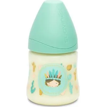 Suavinex Láhev kulatá savička latex 150 ml 0m+ Modrý Indián