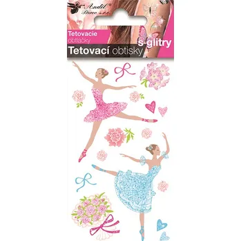 samolepka Tetovací obtisky s glitry 10,5x6 cm-baletky
