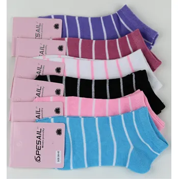 Dámské ponožky PESAIL Dámské bavlněné kotníkové ponožky proužek 3 páry Velikost: 35 - 38