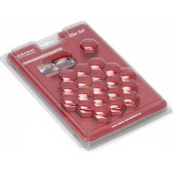 Samolepicí dekorace na vozidlo Sada krytek na kolové šrouby nebo matice Wemar, červený chrom 20ks, CK2220RCWEM, 22mm