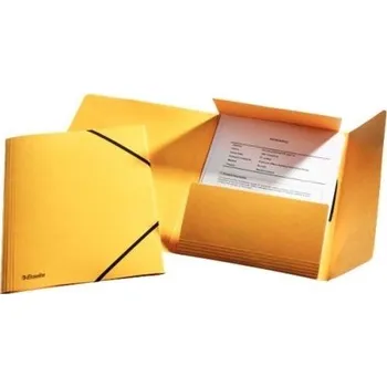 Deska tříklopá prešpánová s gumičkou, žlutá