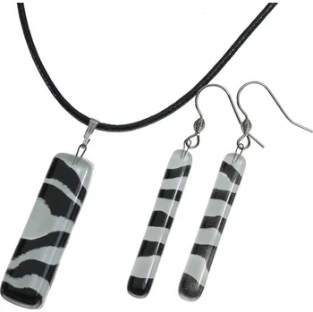 Souprava šperků Souprava skleněných šperků černobílá LENORE - 1702