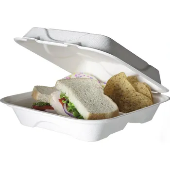 Jednorázové nádobí Menu box z cukrové třtiny 3- dílný 230x230x75mm/ 50ks