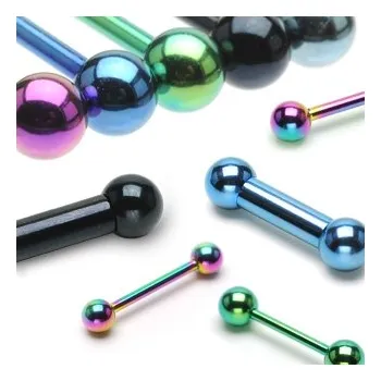 Piercing Piercingate Piercing do jazyka PCI00299 - Další rozměry: Kuličky 6 / 6 mm, Barva/Motiv: Duhová, Délka tyčky: 16 mm, Průměr tyčky: 1,6 mm