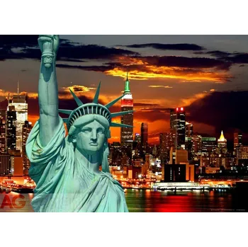 Fototapeta Vliesová fototapeta Socha Svobody FTNM-2612 / Obrazové fototapety na zeď 1 dílné Sunset Liberty (160 x 110 cm) AG Design