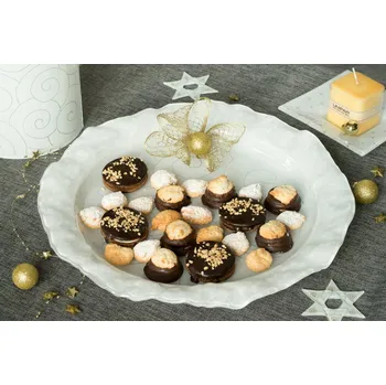 Skleněný tác bílý POLAR - stříbrné spirály