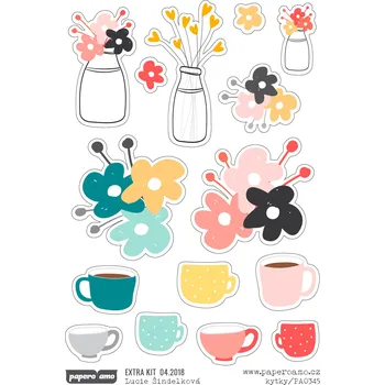 samolepka Papero amo - Samolepky arch - EXTRA KIT 04-18 / Kytky