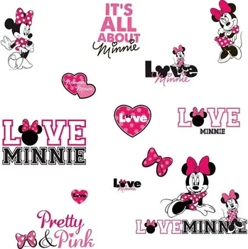 Samolepící dekorace RoomMates Samolepka na zeď Minnie Mouse Pink - 4 archy 25x46 cm