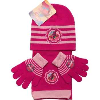 Čepice Trolls Růžový set pro holky Velikost: ONE SIZE