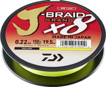 Daiwa J-Braid Grand X8 Yellow 0,10 mm/135 m