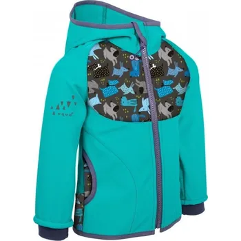 Chlapecká bunda Unuo (ušito v ČR) Chlapecká softshellová bunda s fleecem Unuo vel. 68/74, 98/104-128/134 pejsci petrolej