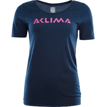 Dámské tričko Dámské vlněné tričko Aclima LightWool LOGO - Insignia Blue tričko: S