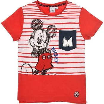 Mickey Mouse chlapecké červené pruhované tričko Velikost: 116