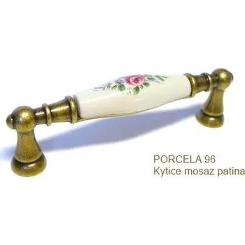 Nábytkové kování úchytka PORCELA 96 kytice Varianta: PORCELA 96 kytice mosaz patina