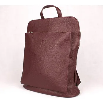 Kabelka Vínový kožený batoh/crossbody kabelka no. 21 o obsahu cca. 7 l