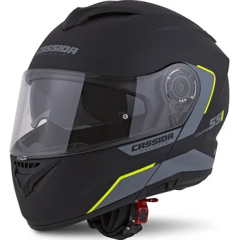 Helma na motorku Cassida Compress 2.0 Refraction černá matná/šedá/žlutá fluo