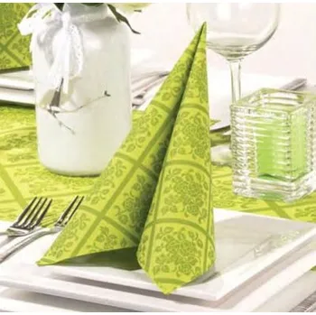 Papírový ubrousek Ubrousek 40x40 cm Airlaid Damašek - kiwi - 1ks