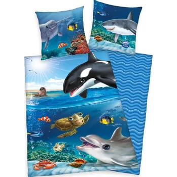 Povlečení Herding Animal Club Oceán 140 x 200, 70 x 90 cm zipový uzávěr