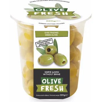 oliva MY OLIVE Zelené řecké olivy bez pecek 220g OLIVE FRESH