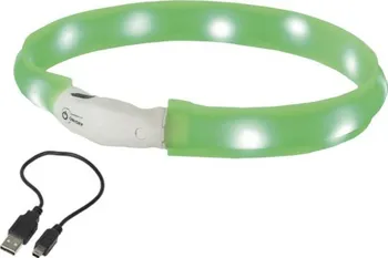 Obojek pro psa Nobby LED obojek plochý zelený 40 cm/25 mm