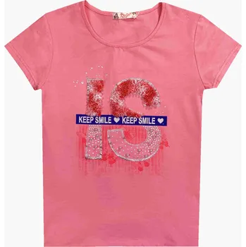 Dívčí triko - KUGO K778, růžová Barva: Růžová, Velikost: 140