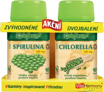Přírodní produkt VitaHarmony Spirulina Chlorella 500 mg 180 tbl.