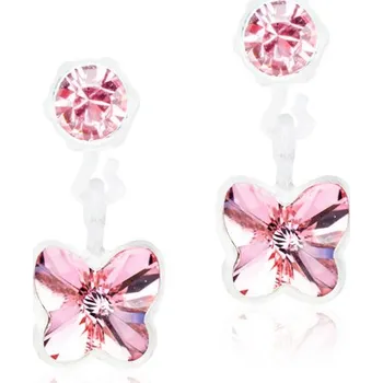 Náušnice Dětské náušnice z lékařského plastu - růžoví motýlci