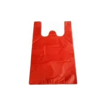 Mikrotenové tašky HDPE 4 kg červené 22 + 12 x 47 cm - silné- (50 ks)