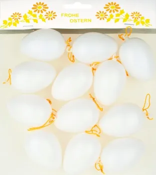 Velikonoční dekorace Anděl Přerov Bílá plastová vajíčka na zavěšení 6 cm 12 ks