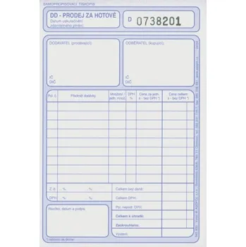 Tiskopis Daňový doklad A6 - prodej za hotové 1+1 číslovaný COPY (NCR) 040835