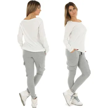 Fashionweek Dámské stylové tepláky s kapsami BAGGY BOYFRIENDY MF911 Barva: šedý, Velikost: S/M